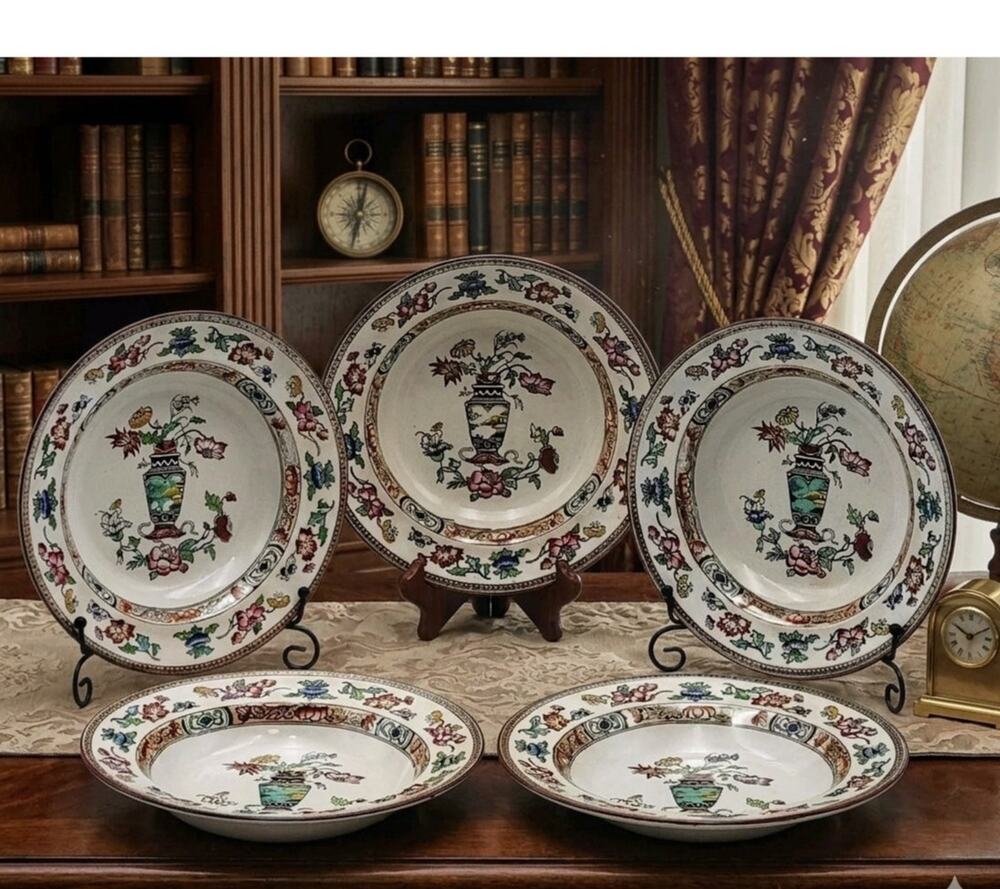 Set of 5 Brownfield & Sons Trademark Soup Plates Ironstone Antique Number 115
